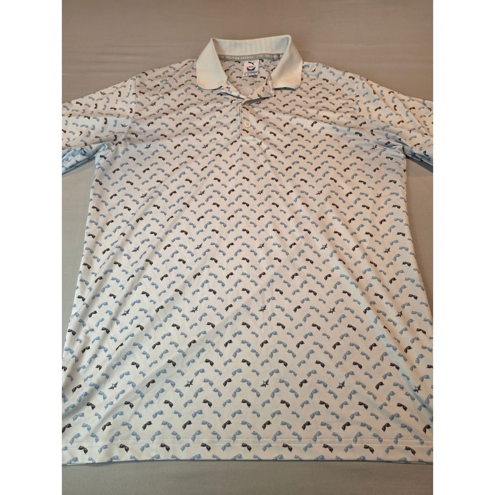 Puma Golf Volition America Mens Polo Shirt Blue Sunglasses Print Size Medium